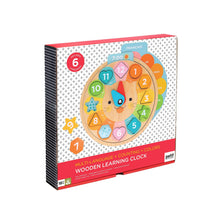 Load image into Gallery viewer, Multi-Language + Counting + Colors Wooden Learning Clock.
