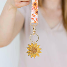 Load image into Gallery viewer, Sunflower Field Wristlet Keychain.
