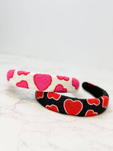 Load image into Gallery viewer, Beaded Heart Headbands: Red Hearts
