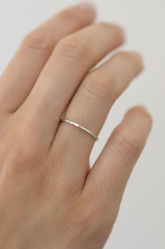 Hammered Stacking Ring in Sterling Silver.