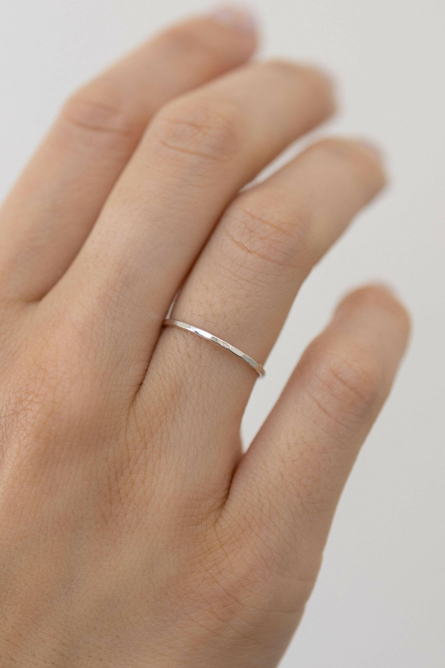 Hammered Stacking Ring in Sterling Silver.