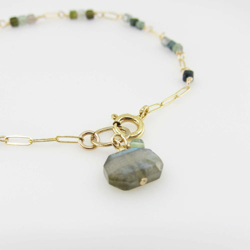 Green Tourmaline and Labradorite Bracelet.