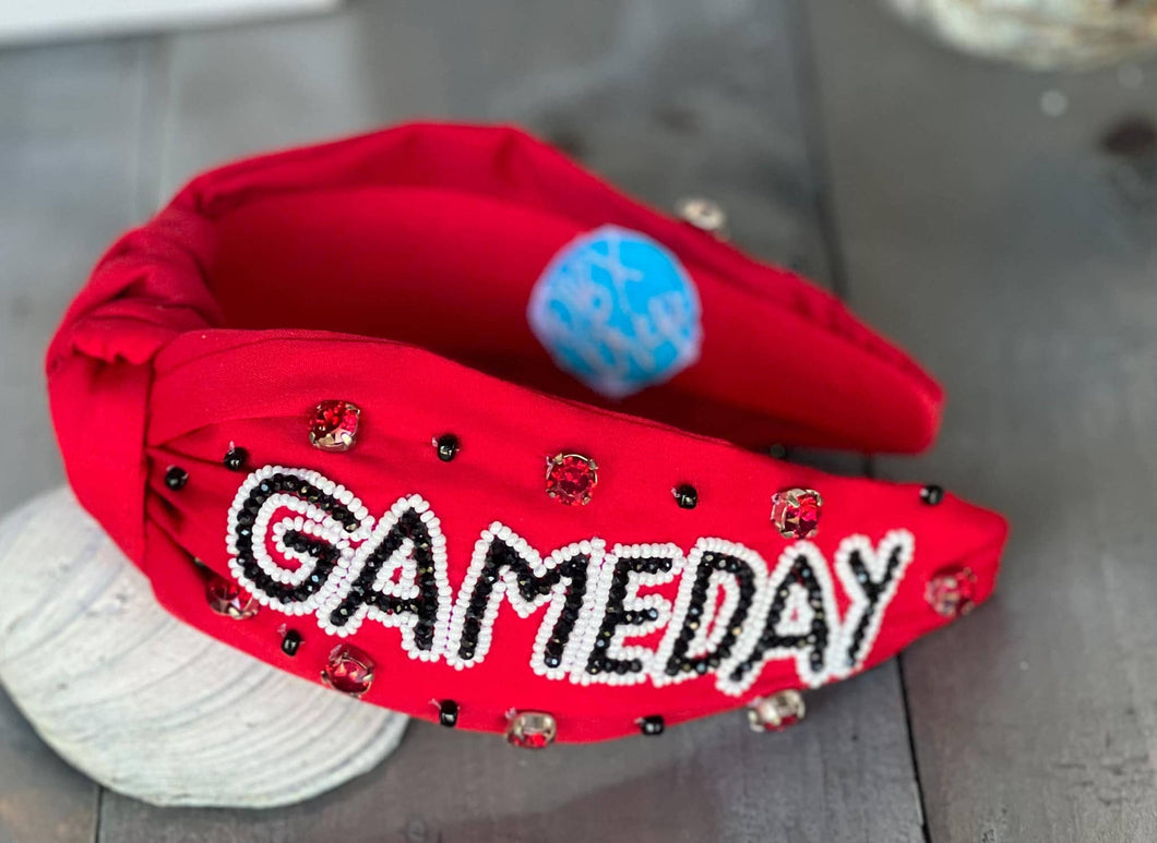Game Day Seed Beaded Front Knot Headband
