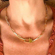 Load image into Gallery viewer, Paperclip Chain, Padlock Clasp Statement Chain.
