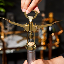 Load image into Gallery viewer, Belmont™ Gold-Plated Winged Corkscrew &amp; Bottle Opener.
