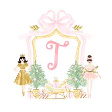 Load image into Gallery viewer, Nutcracker Ballerina Monogram Ornament | Pink &amp; Gold Mirror Christmas Ornament
