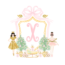 Load image into Gallery viewer, Nutcracker Ballerina Monogram Ornament | Pink &amp; Gold Mirror Christmas Ornament
