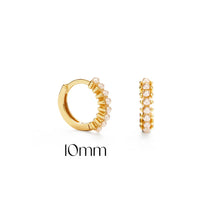 Load image into Gallery viewer, 10mm Pearl Huggie Hoop Earrings

