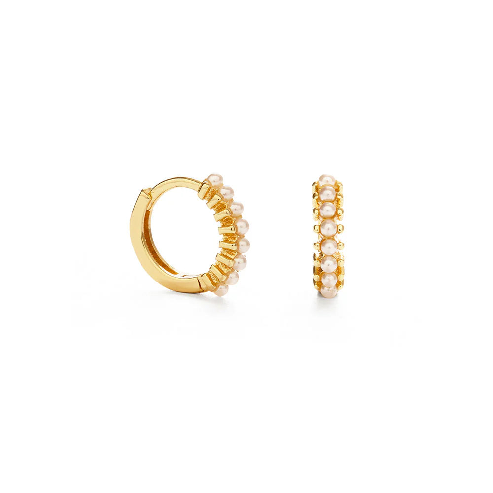 10mm Pearl Huggie Hoop Earrings