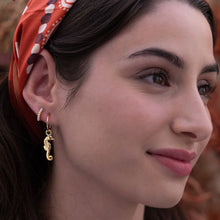 Load image into Gallery viewer, 10mm Pearl Huggie Hoop Earrings
