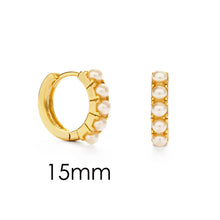 Load image into Gallery viewer, 15mm Pearl Hoop Earrings
