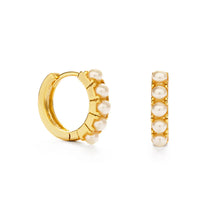 Load image into Gallery viewer, 15mm Pearl Hoop Earrings

