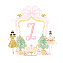 Load image into Gallery viewer, Nutcracker Ballerina Monogram Ornament | Pink &amp; Gold Mirror Christmas Ornament
