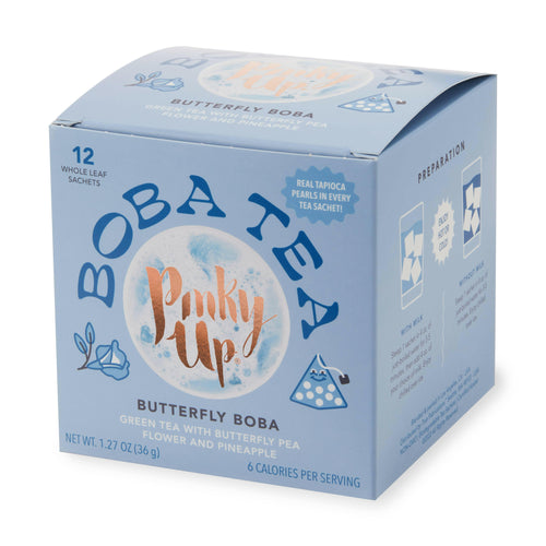 Boba Tea - Butterfly - Box of 12 Wrapped Pyramid Sachets.