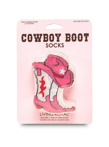 3D Packaged Crew Socks - Western Cowgirl - Pink.