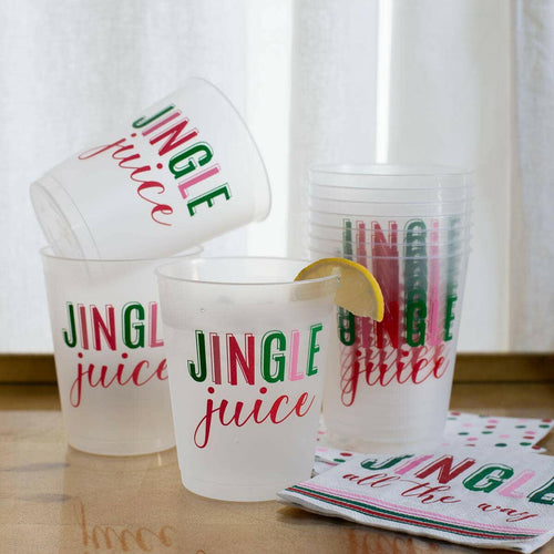 Jingle Juice Party Cups   Frosted/Multi   16oz   Set of 10.