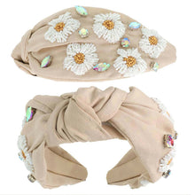 Load image into Gallery viewer, Floral Beaded Jeweled Top Knotted Headband
