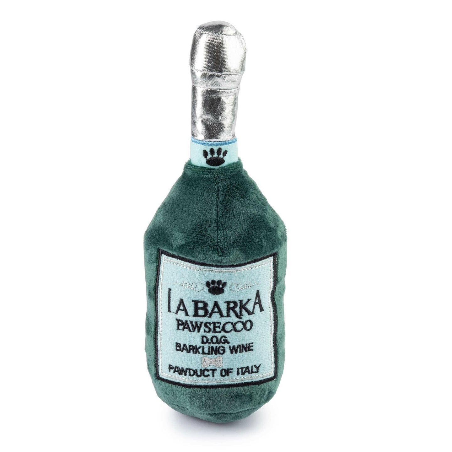 LaBarka Pawsecco Squeaker Dog Toy.