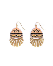 Load image into Gallery viewer, Beaded Handwoven Santa Fe Drops (Blue/Brown).
