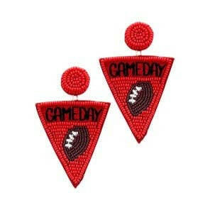 Red/ Black Football Pennant Earrings.