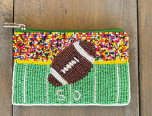 Load image into Gallery viewer, Football Field Seed Beaded Coin Purse.
