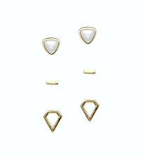 Load image into Gallery viewer, Gold Opal Stud Trio Earrings.
