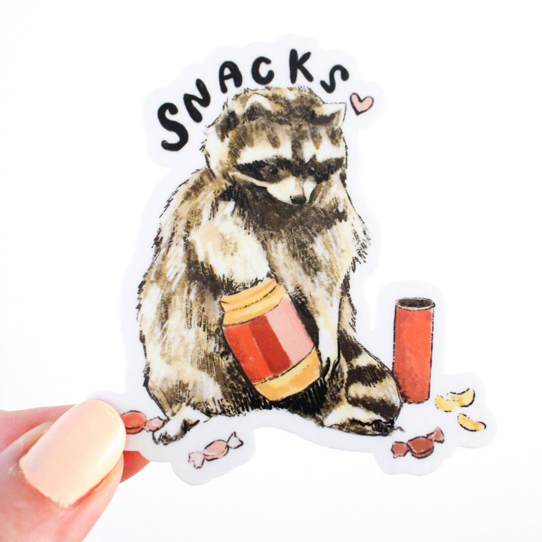 Raccoon Snacks Vinyl Sticker