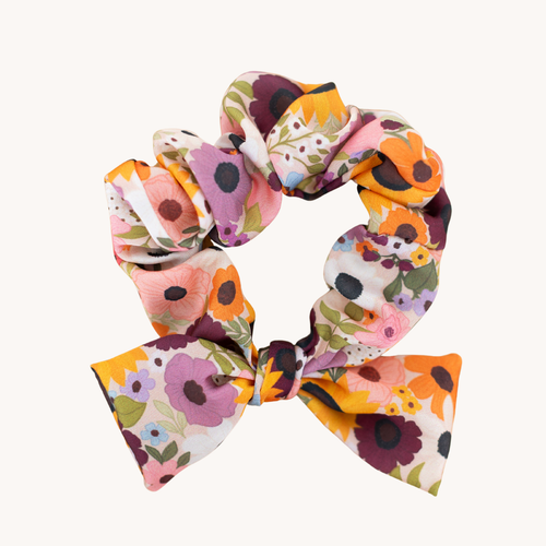 Rainbow Garden Satin Scrunchie.