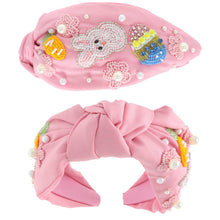 Load image into Gallery viewer, Floral Easter Bunny Beaded Top Knotted Headband
