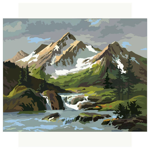 2.5'' x 3.5'' Paint By Number Snowy Mountain and Stream Magnet.