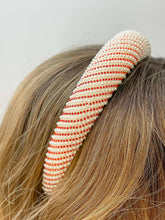 Load image into Gallery viewer, Pearl &amp; Rhinestone Striped Padded Headbands.
