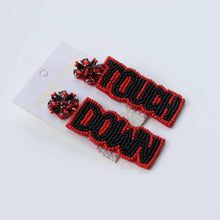 Load image into Gallery viewer, Beaded Red/Black Touch Down Earrings | GAME DAY EARRINGS.
