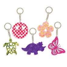 Load image into Gallery viewer, Hot Pink Glitter Butterfly Keychain.
