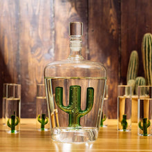 Load image into Gallery viewer, Decanter Set with Cactus Decanter and 6 Cactus Shot Glasses
