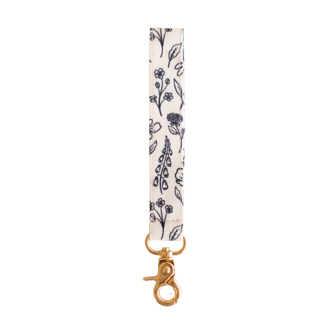 Pressed Floral Wristlet Keychain.