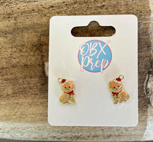 Load image into Gallery viewer, Christmas Dogs Enamel Stud Earrings Pom, Scottie, Dachshund.
