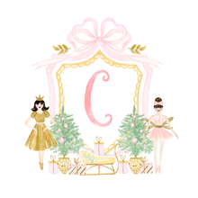 Load image into Gallery viewer, Nutcracker Ballerina Monogram Ornament | Pink &amp; Gold Mirror Christmas Ornament

