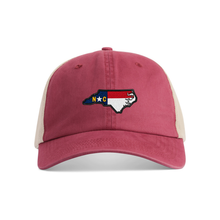 Load image into Gallery viewer, North Carolina State Flag Patch Hat | Comfort Colors® Sunwashed Trucker Cap
