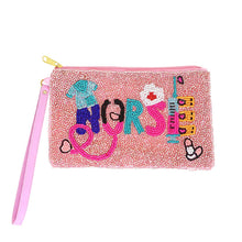 Load image into Gallery viewer, Nurse Appreciation Seed Beaded Coin Purse w/ Wristlet Strap
