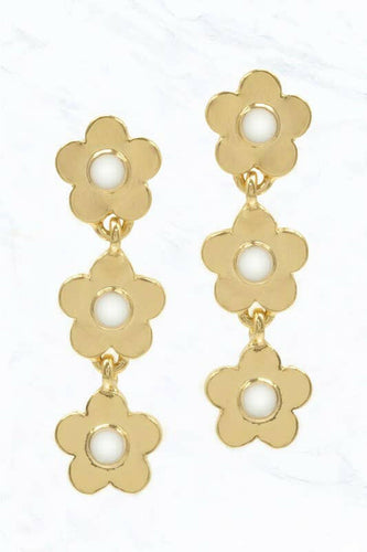 Triple Flower Drop Earrings.
