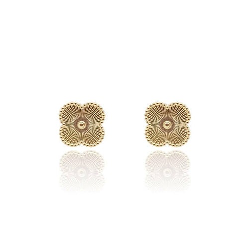 14k Gold Clover Stud Earrings.