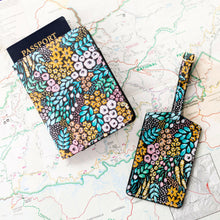 Load image into Gallery viewer, Black Floral Luggage Tag.
