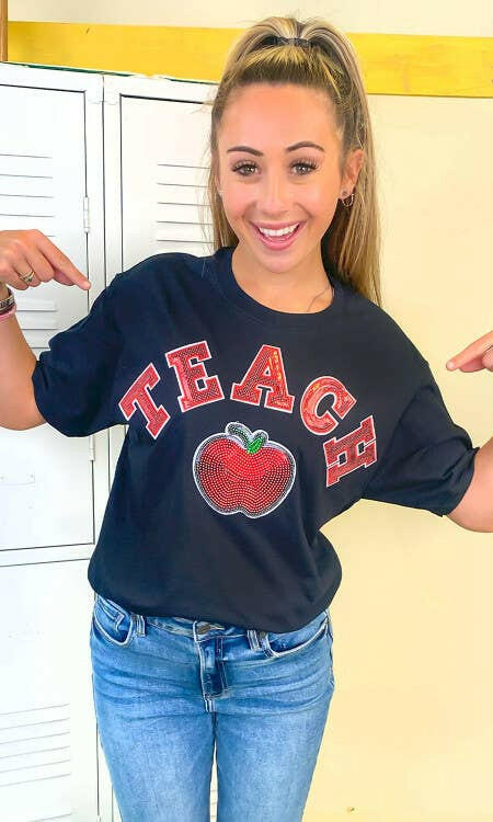 Teach Apple Sequin Graphic T-Shirt.