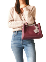 Load image into Gallery viewer, Emma Leather Satchel - Burgundy/Taupe.
