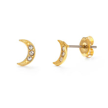 Load image into Gallery viewer, Crescent Moon Crystal Stud Earrings.
