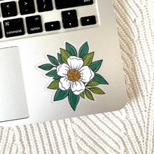 Load image into Gallery viewer, Clear White Flower Sticker 3.25x3.25in..
