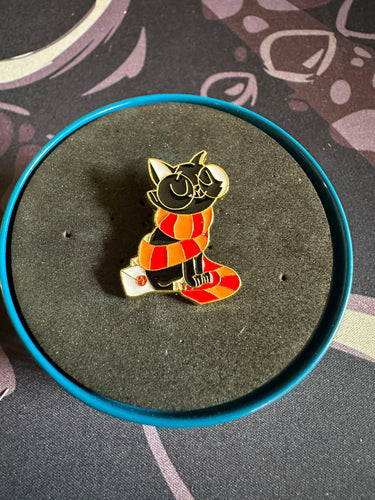 Harry Potter Cat in Scarf - Wizard Cat - Hogwarts Letter Pin.