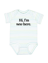 Load image into Gallery viewer, Hi, I&#39;m New Here Baby Onepiece
