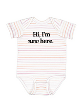 Load image into Gallery viewer, Hi, I&#39;m New Here Baby Onepiece
