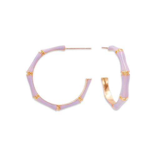 Lavender Bamboo Hoop Earrings.